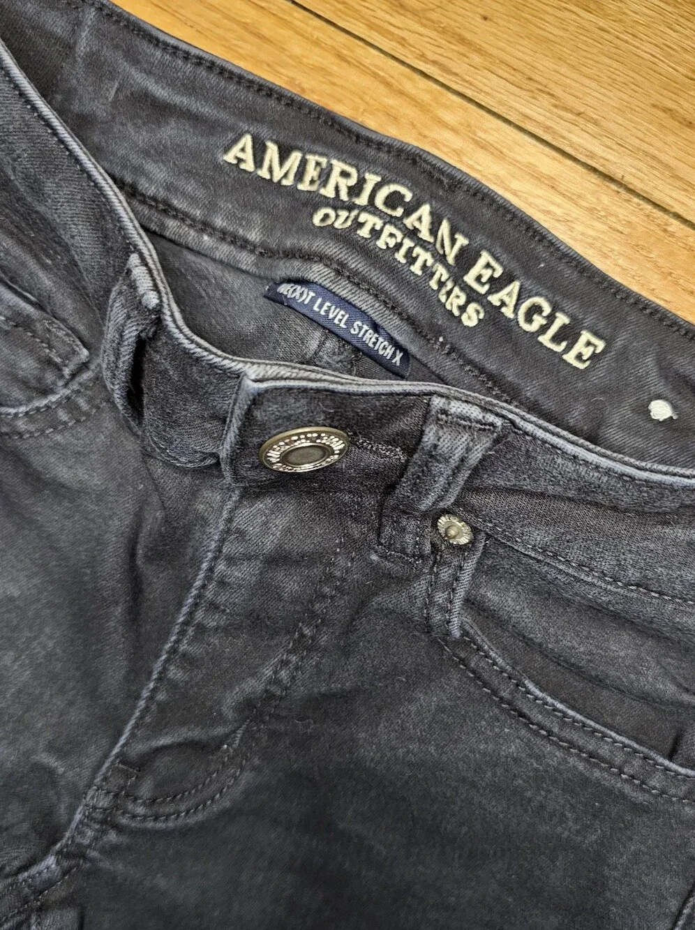 American Eagle Stretchy Midi Denim Shorts